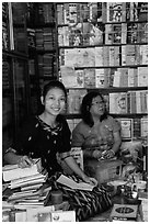 Booksellers, Shwedagon Pagoda. Yangon, Myanmar ( black and white)