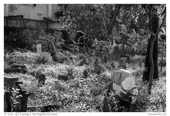 Muslim Cemetery. Yangon, Myanmar (black and white)