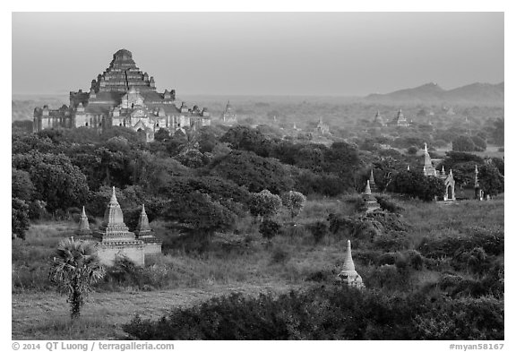 View from Shwesandaw. Bagan, Myanmar (black and white)