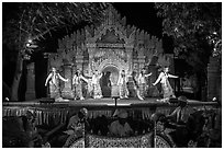 Traditional dance and musical performance. Bagan, Myanmar ( black and white)