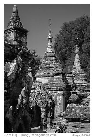 Ancient temples, Ava. Myanmar (black and white)