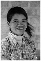 Smiling woman. Pindaya, Myanmar ( black and white)