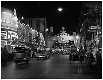 Night Bazaar, a legacy of the original Yunnanese trading caravans. Chiang Mai, Thailand (black and white)