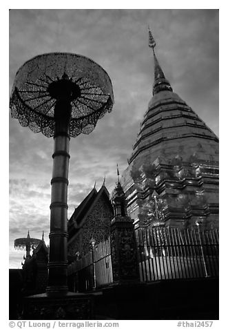 Wat Phra That Doi Suthep at sunset. Chiang Mai, Thailand (black and white)
