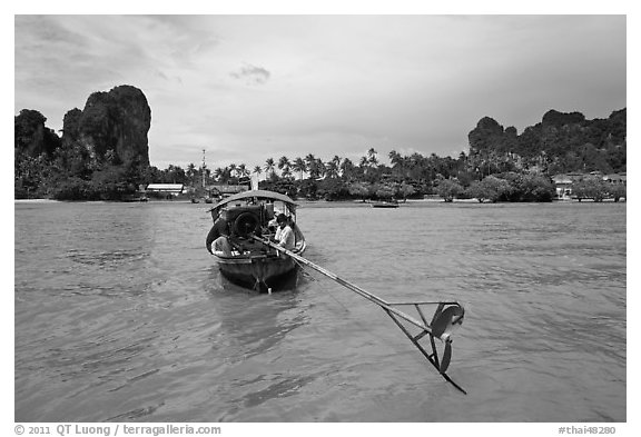 Tail of boat, and Railay East. Krabi Province, Thailand