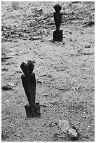 Grave markers, islamic cemetery, Phi-Phi island. Krabi Province, Thailand (black and white)