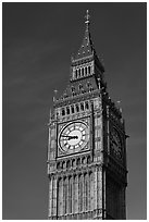 Big Ben, the clock tower of the Westminster Palace. London, England, United Kingdom ( black and white)