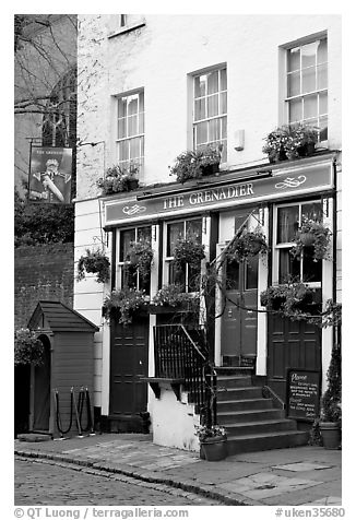 Pub the Grenadier. London, England, United Kingdom (black and white)