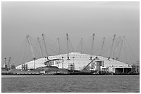 Millenium Dome at sunset. Greenwich, London, England, United Kingdom (black and white)
