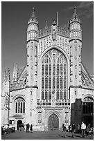 West front of Abbey. Bath, Somerset, England, United Kingdom ( black and white)