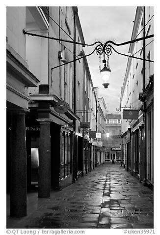 Narrow alley at dawn. Bath, Somerset, England, United Kingdom (black and white)