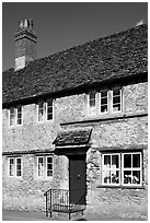 Medieval village stone house,  Lacock. Wiltshire, England, United Kingdom ( black and white)