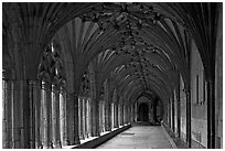 Great Cloister gallery, Canterbury Cathedral. Canterbury,  Kent, England, United Kingdom ( black and white)
