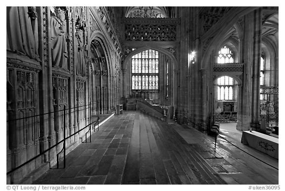 Central crossing, Canterbury Cathedral. Canterbury,  Kent, England, United Kingdom (black and white)