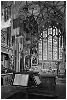 Memorial Book of Names, a page of which is turned daily  in the St Michael Chapel, Canterbury Cathedral. Canterbury,  Kent, England, United Kingdom ( black and white)