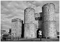 West gate to the medieval town. Canterbury,  Kent, England, United Kingdom ( black and white)
