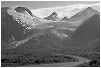 Richardson and Worthington Glacier, afternoon. Alaska, USA ( black and white)