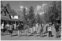 Egg throwing contest on main street. McCarthy, Alaska, USA ( black and white)