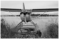 Floatplane on Lake Hood. Anchorage, Alaska, USA (black and white)