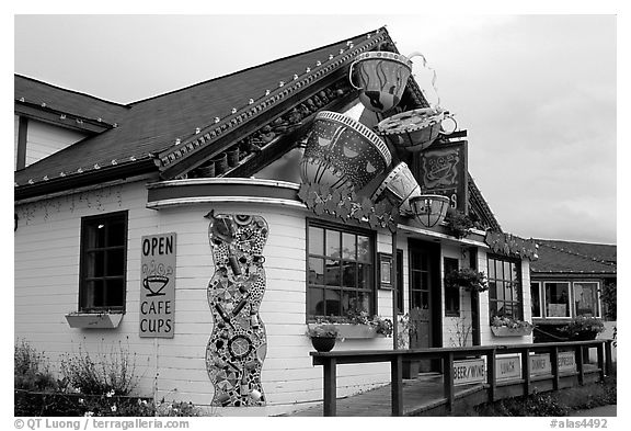 Cafe. Homer, Alaska, USA (black and white)