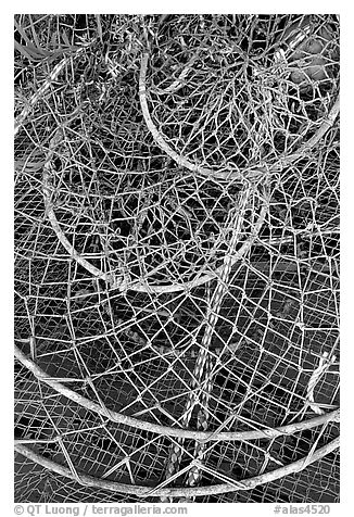 Fishing nets. Homer, Alaska, USA (black and white)