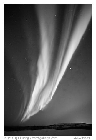 Aurora Borealis, Cleary Summit. Alaska, USA (black and white)