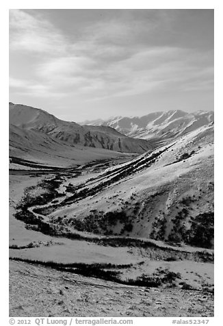 Brooks Range from Atigun Pass. Alaska, USA (black and white)