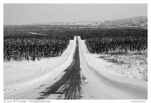 North Slope Haul Road in winter. Alaska, USA (black and white)