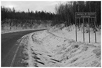 Sign marking begining of James W Dalton Highway. Alaska, USA ( black and white)