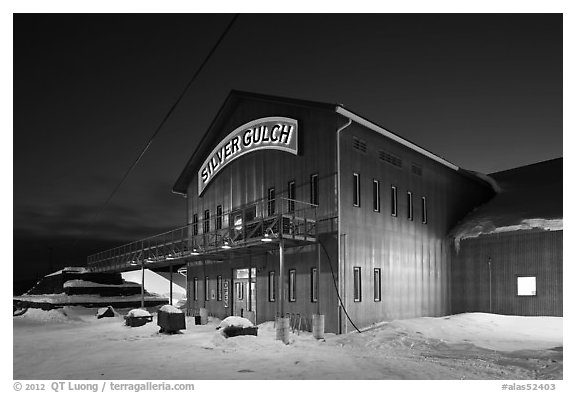Silver Gulch brewery, winter night. Fairbanks, Alaska, USA