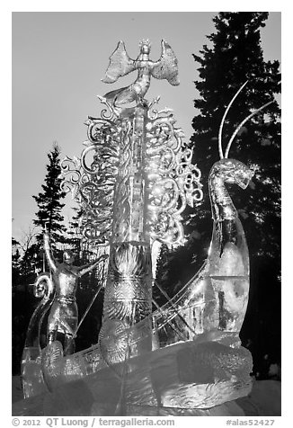 Large multibloc ice sculpture, 2012 World Ice Art Championships. Fairbanks, Alaska, USA