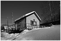 Chatanika mining camp in winter. Alaska, USA ( black and white)
