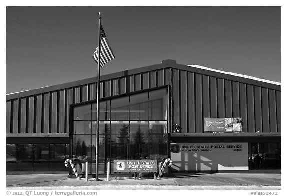Post office. North Pole, Alaska, USA (black and white)
