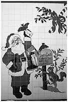 Santa Claus mural. North Pole, Alaska, USA (black and white)