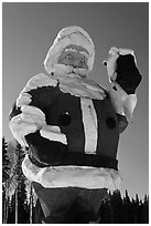 Giant Santa Claus statue. North Pole, Alaska, USA (black and white)