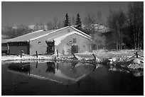 Bathhouse. Chena Hot Springs, Alaska, USA ( black and white)