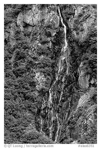 Waterfall. Alaska, USA (black and white)