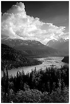 Matanuska River in summer. Alaska, USA (black and white)
