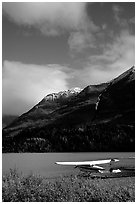 Floatplane in Lower Summit Lake. Alaska, USA ( black and white)