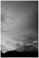 Clouds dramatically colored at sunset above Mt Shasta. California, USA ( black and white)
