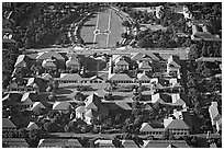 Aerial view of campus. Stanford University, California, USA (black and white)