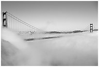 Fog rolls over the Golden Gate. San Francisco, California, USA (black and white)