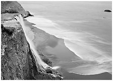 Alamere Falls, beach, and surf. California, USA ( black and white)