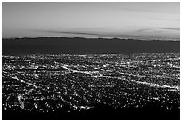Lights of Silicon Valley at dusk. San Jose, California, USA (black and white)