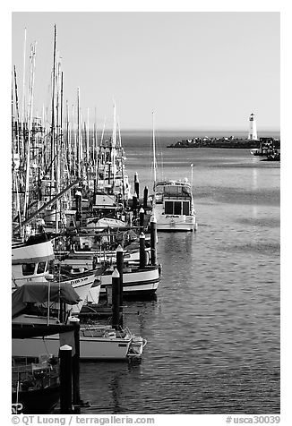 Harbor,  late afternoon. Santa Cruz, California, USA (black and white)