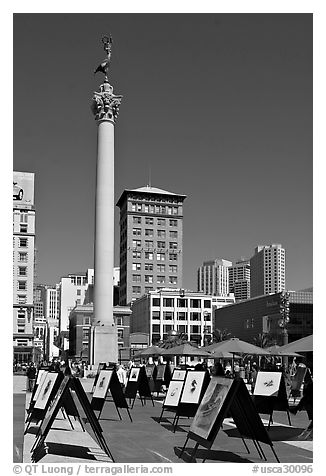 Art exhibit on Union Square central plaza, afternoon. San Francisco, California, USA