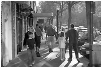 University avenue in fall, late afternoon. Palo Alto,  California, USA (black and white)