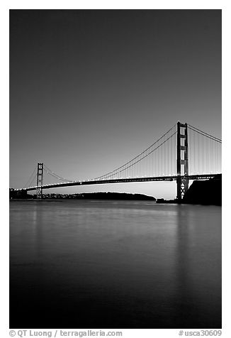 Golden Gate Bridge, sunset. San Francisco, California, USA (black and white)