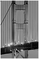 Golden Gate Bridge pillar at night. San Francisco, California, USA (black and white)