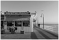 Restaurant on the Pier. Santa Cruz, California, USA ( black and white)